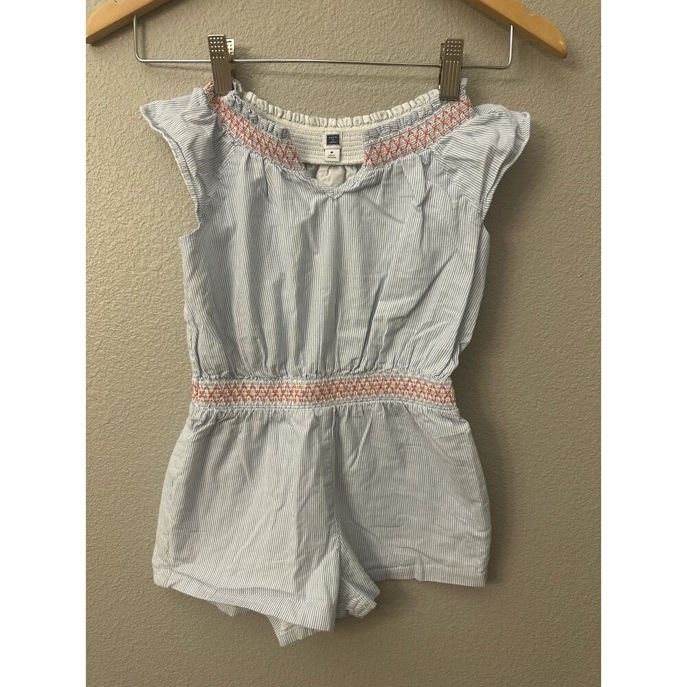 Janie and Jack Blue Striped Preppy, Casual Beach Romper Girls Size 6‎